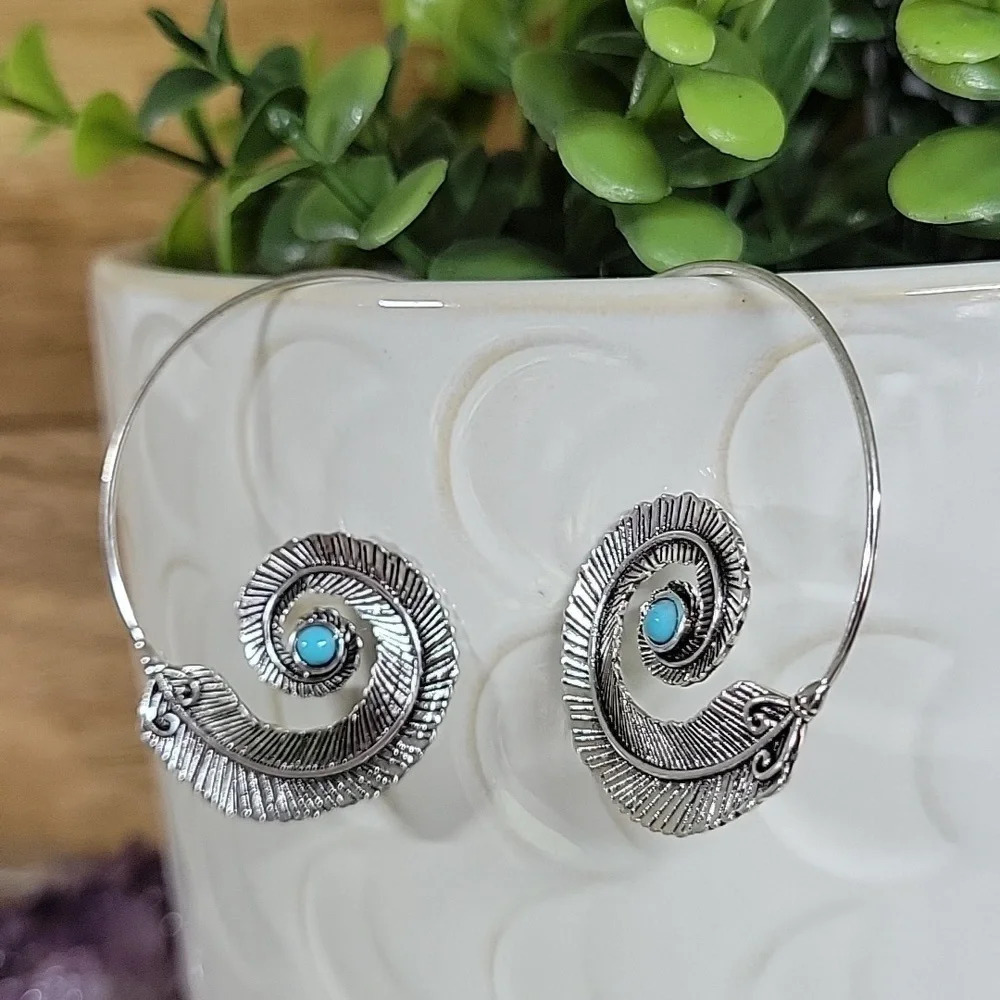 Gypsy Feather Threader Hoop Earrings